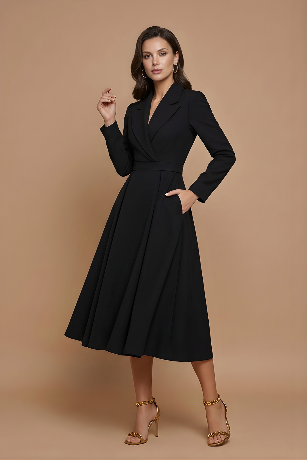 Women's Elegant Wrap Midi Dress Klara