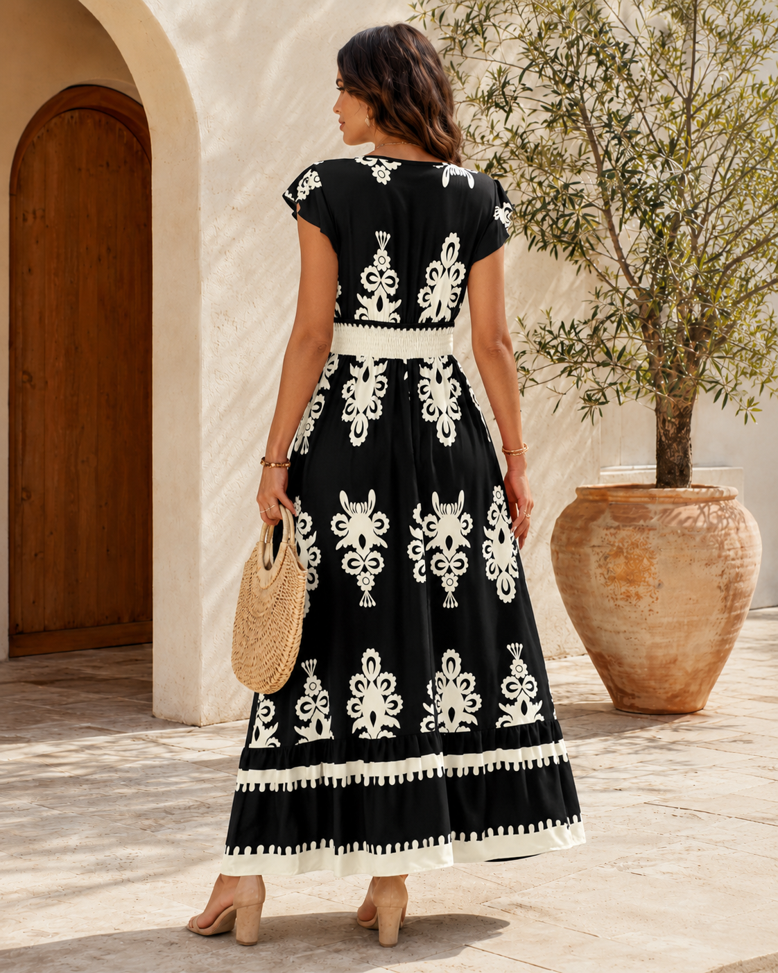 Women's Embroidered Flowing Midi Dress Klara