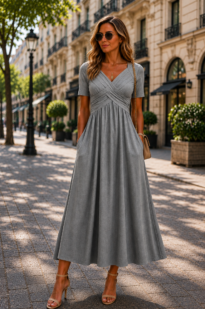 Women's Flattering A-Line Midi Dress Klara