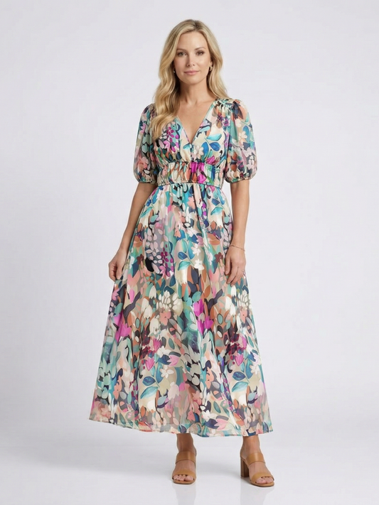 Women's Flattering Midi Dress with Short Sleeves Klara