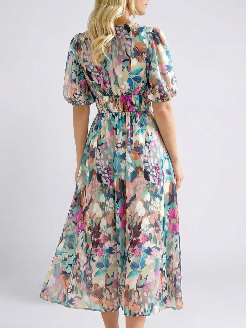 Women's Flattering Midi Dress with Short Sleeves Klara
