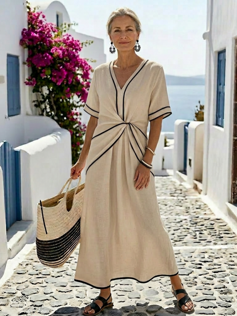 Women's Flattering Short-Sleeved Midi Dress Klara