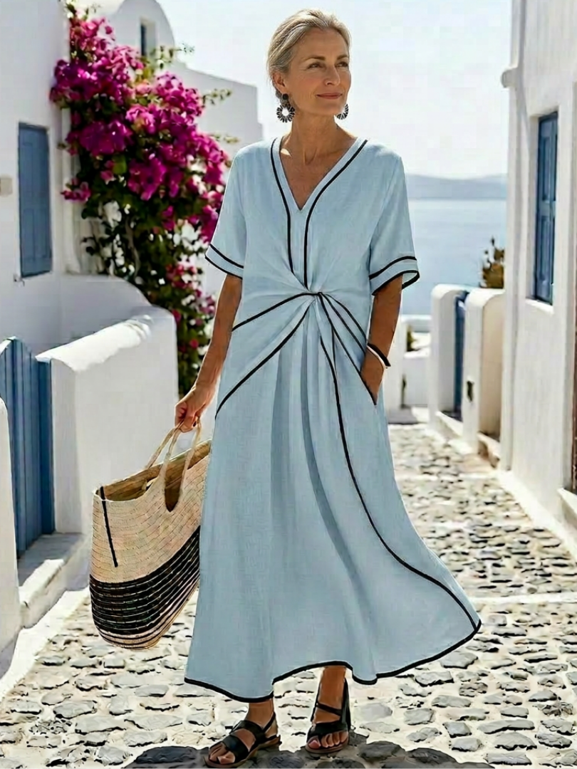 Women's Flattering Short-Sleeved Midi Dress Klara