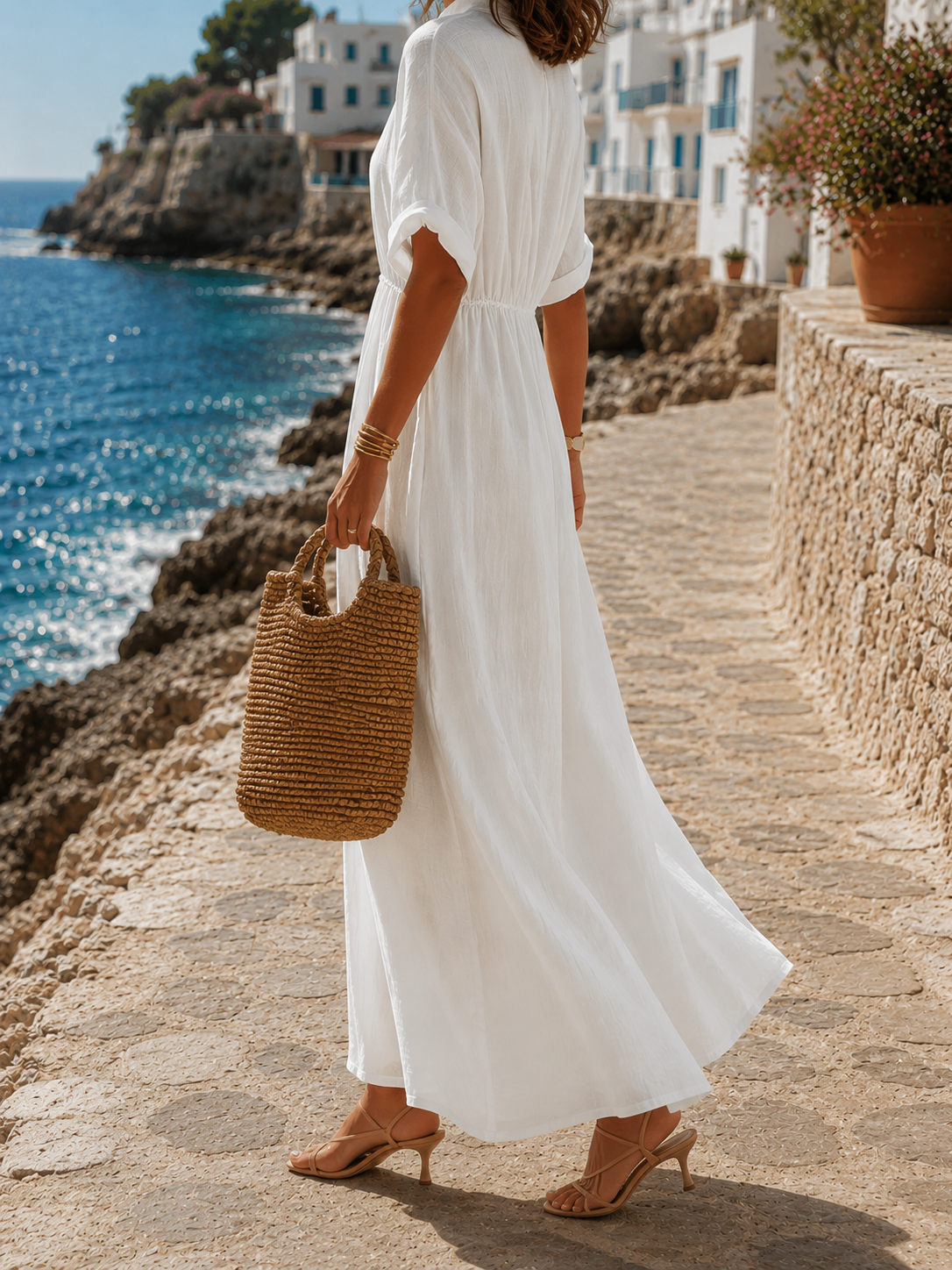 Women's Flattering V-Neck Flowing Maxi Dress Klara