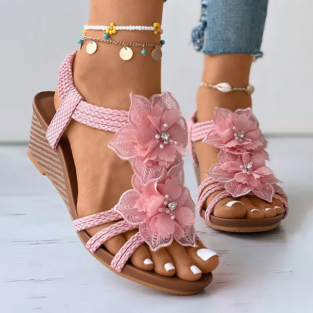 Women's Floral Decor Wedge Sandals Klara