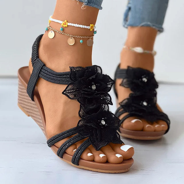 Women's Floral Decor Wedge Sandals Klara