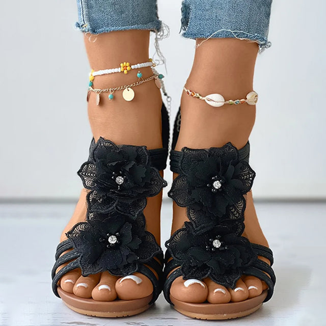 Women's Floral Decor Wedge Sandals Klara