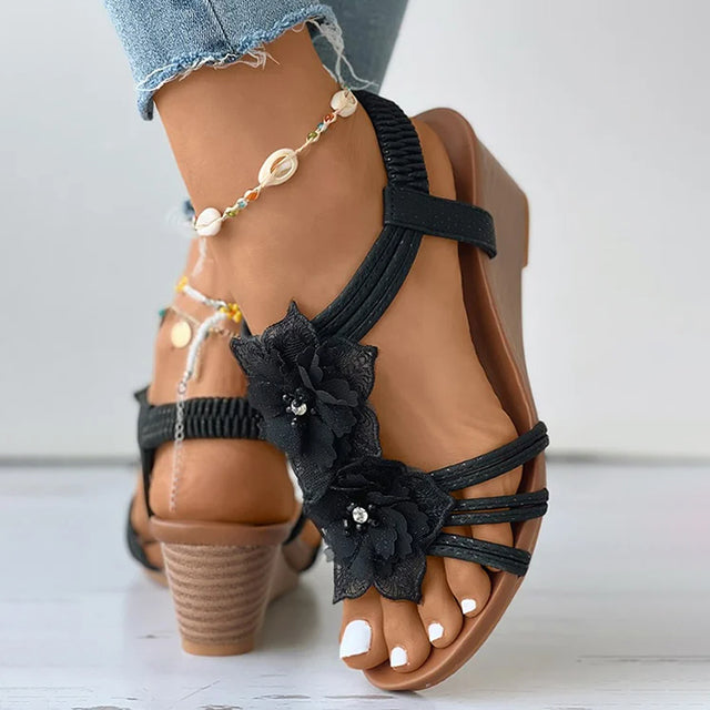 Women's Floral Decor Wedge Sandals Klara