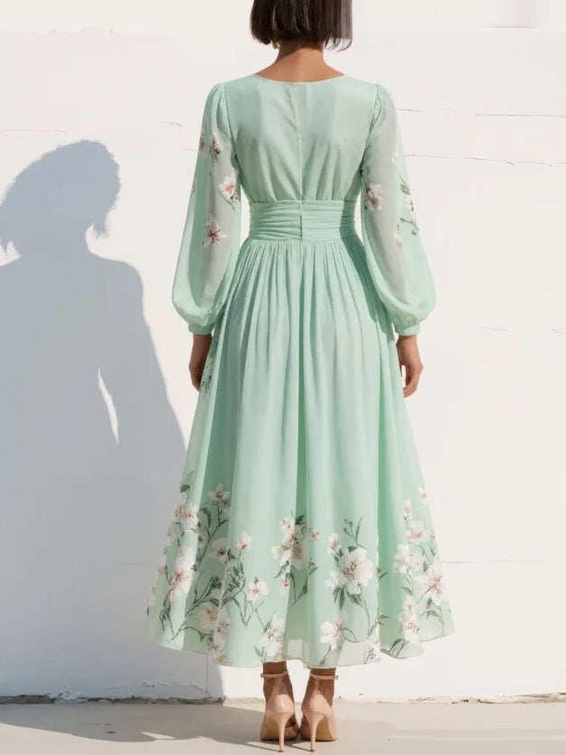 Women's Floral Design Midi Dress Klara