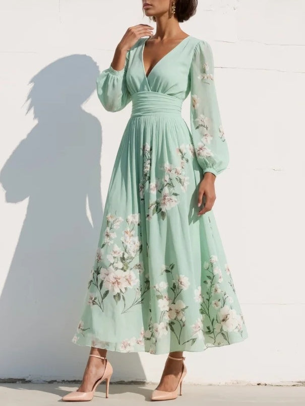 Women's Floral Design Midi Dress Klara