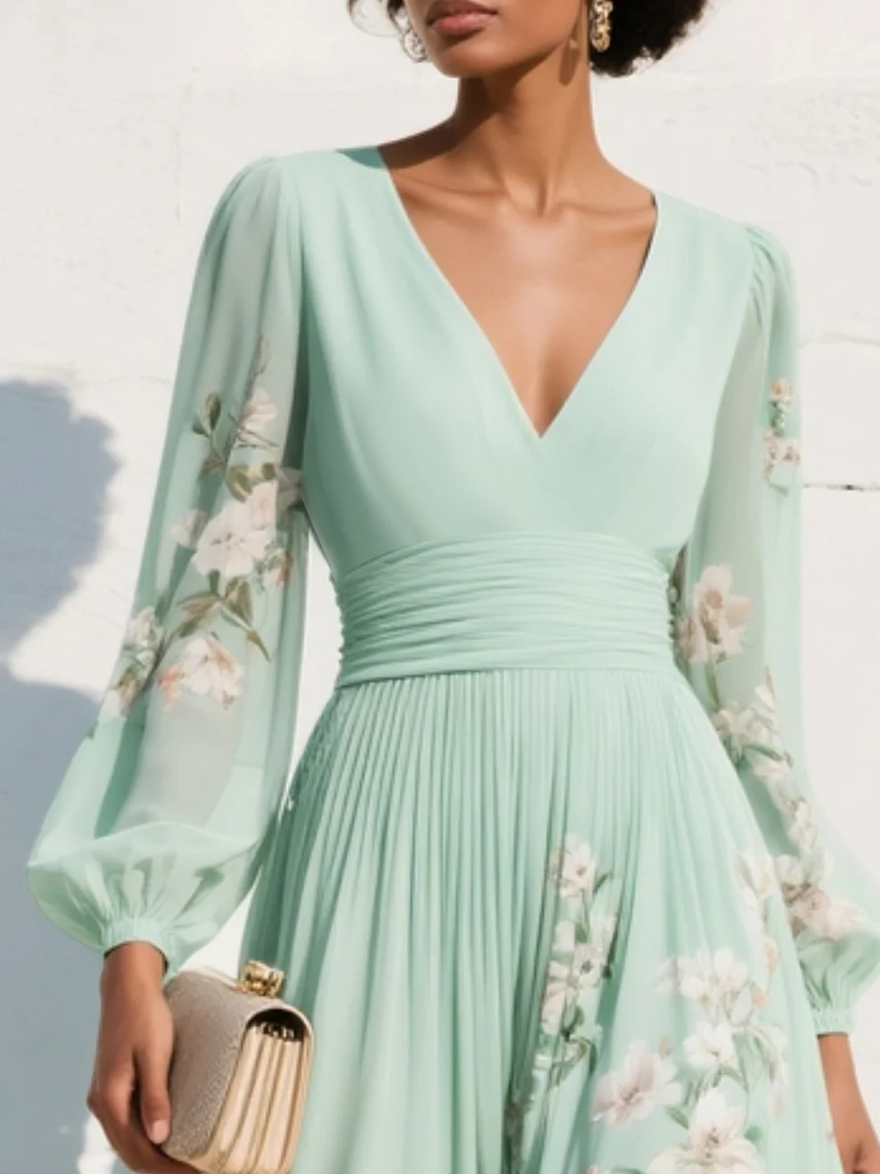 Women's Floral Design Midi Dress Klara