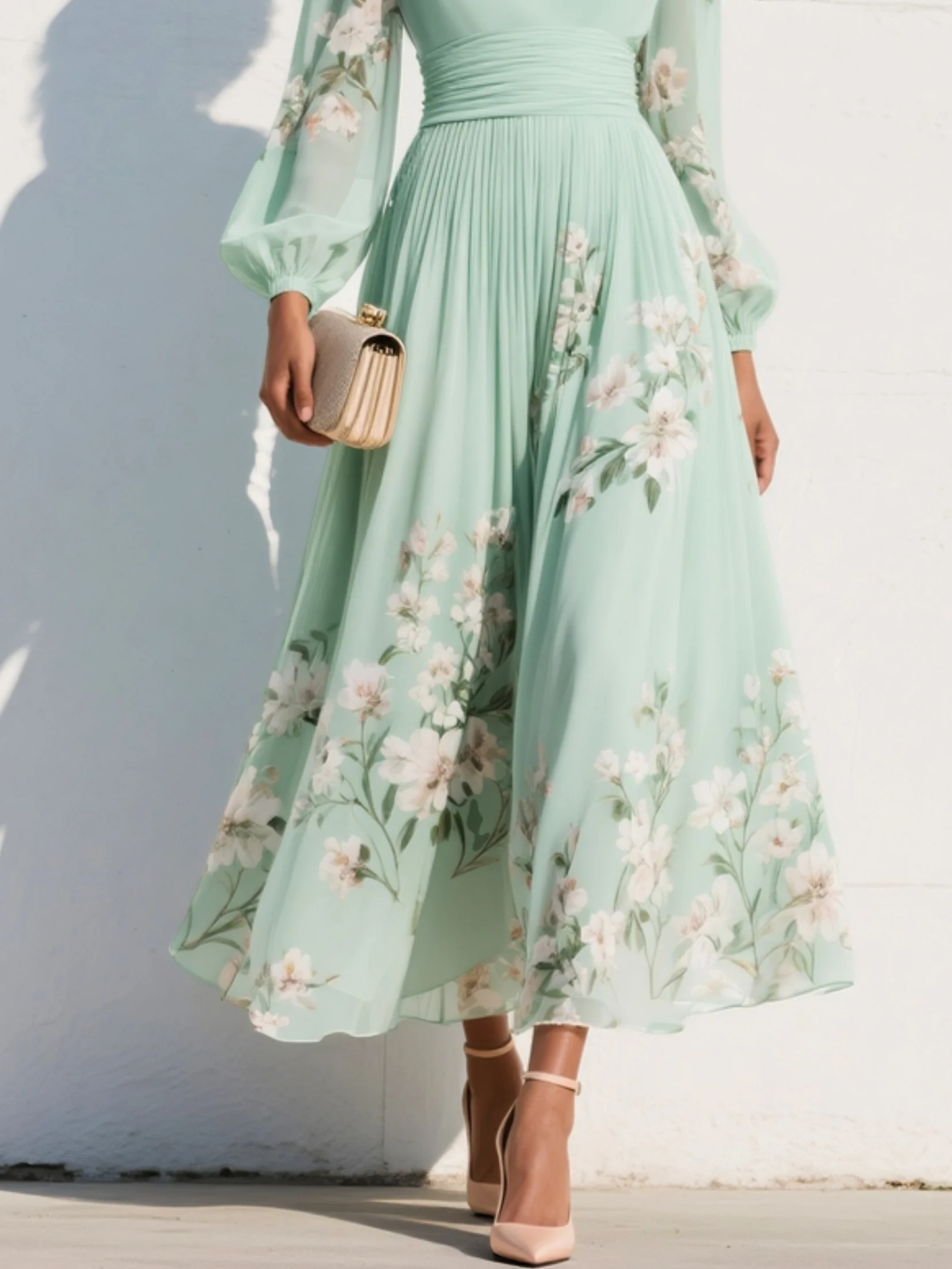 Women's Floral Design Midi Dress Klara