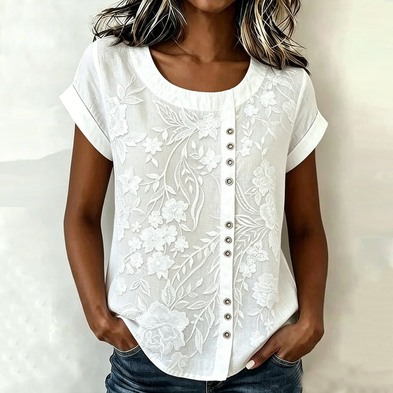 Women's Floral Print Crew Neck Blouse Klara