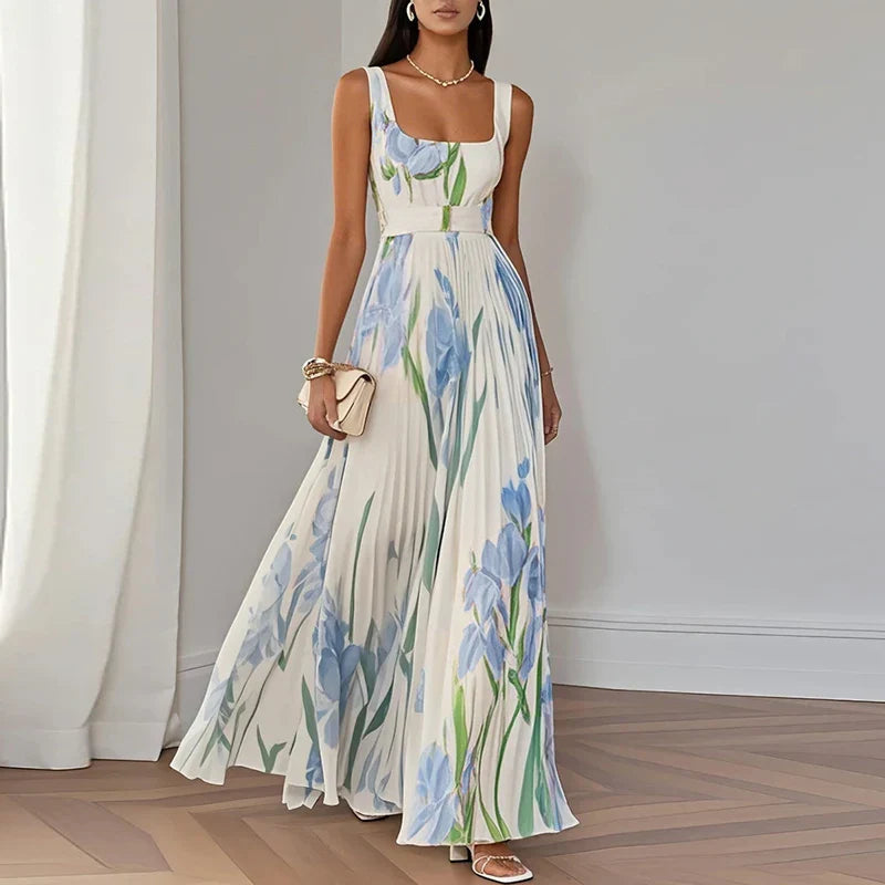 Women's Floral Print Flowing A-Line Maxi Dress Klara