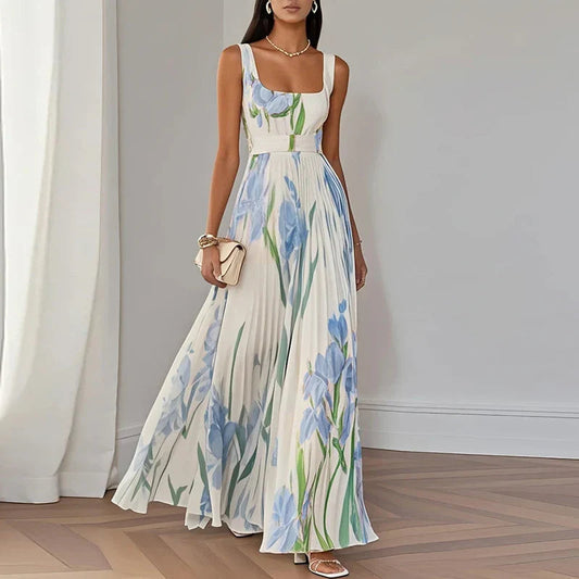 Women's Floral Print Flowing A-Line Maxi Dress Klara