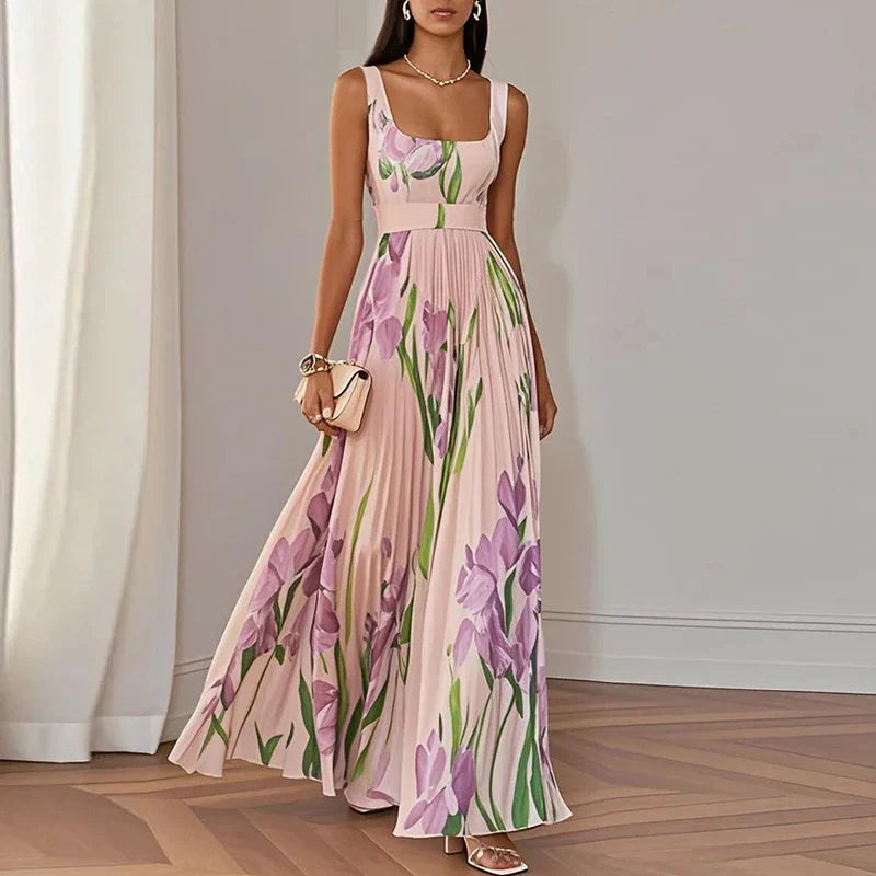 Women's Floral Print Flowing A-Line Maxi Dress Klara