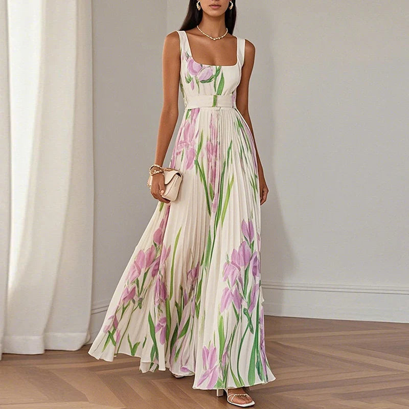 Women's Floral Print Flowing A-Line Maxi Dress Klara