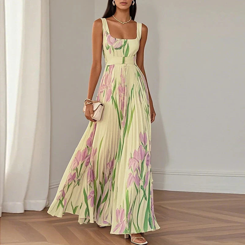 Women's Floral Print Flowing A-Line Maxi Dress Klara
