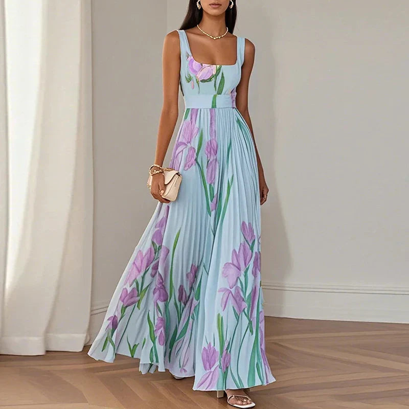 Women's Floral Print Flowing A-Line Maxi Dress Klara