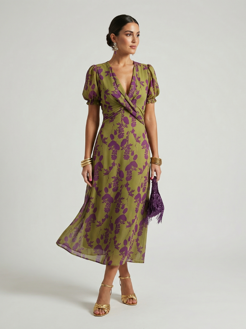 Women's Floral Print Midi Dress Klara