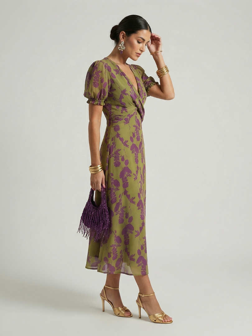 Women's Floral Print Midi Dress Klara