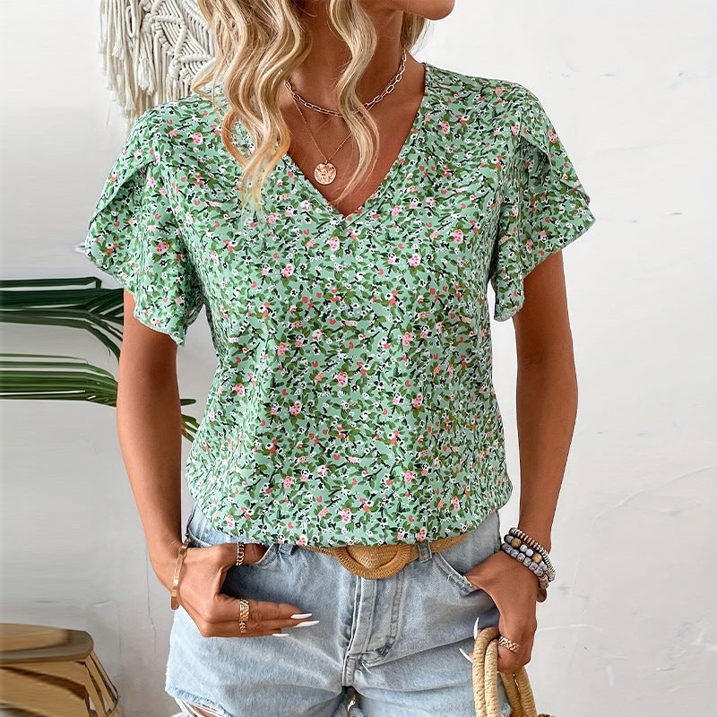 Women's Floral Print Ruffle Sleeve Blouse Klara