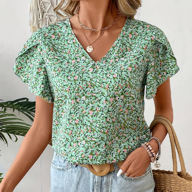 Women's Floral Print Ruffle Sleeve Blouse Klara
