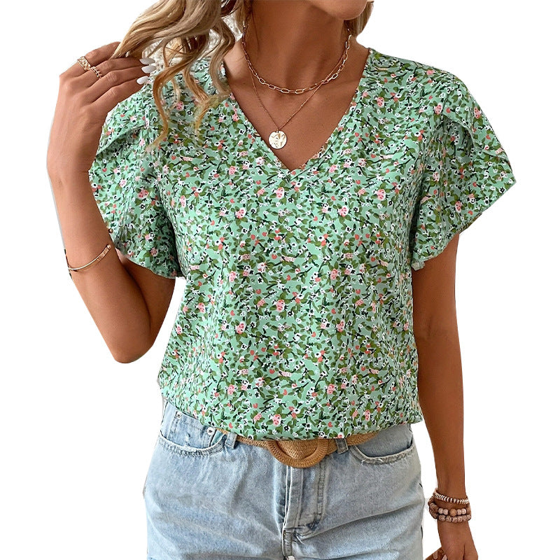 Women's Floral Print Ruffle Sleeve Blouse Klara