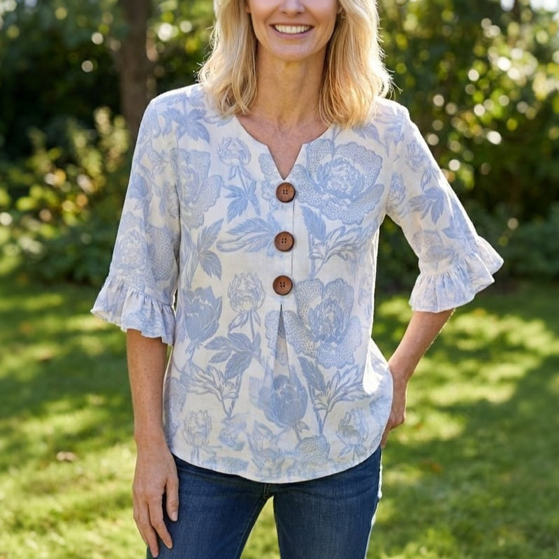 Women's Floral Print V-Neck Blouse Klara