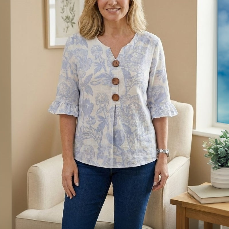 Women's Floral Print V-Neck Blouse Klara