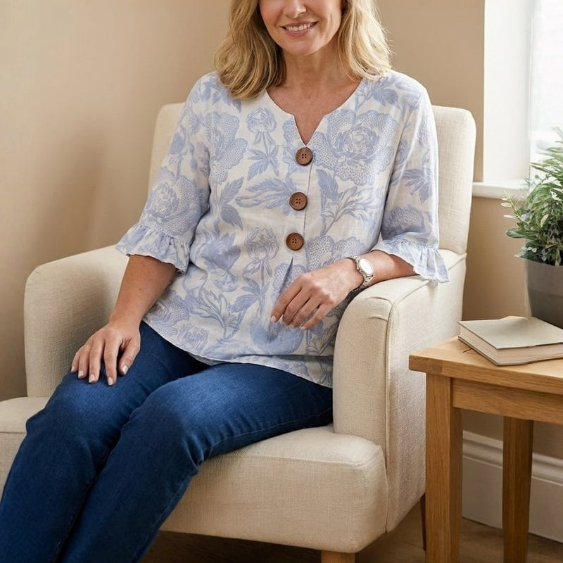 Women's Floral Print V-Neck Blouse Klara