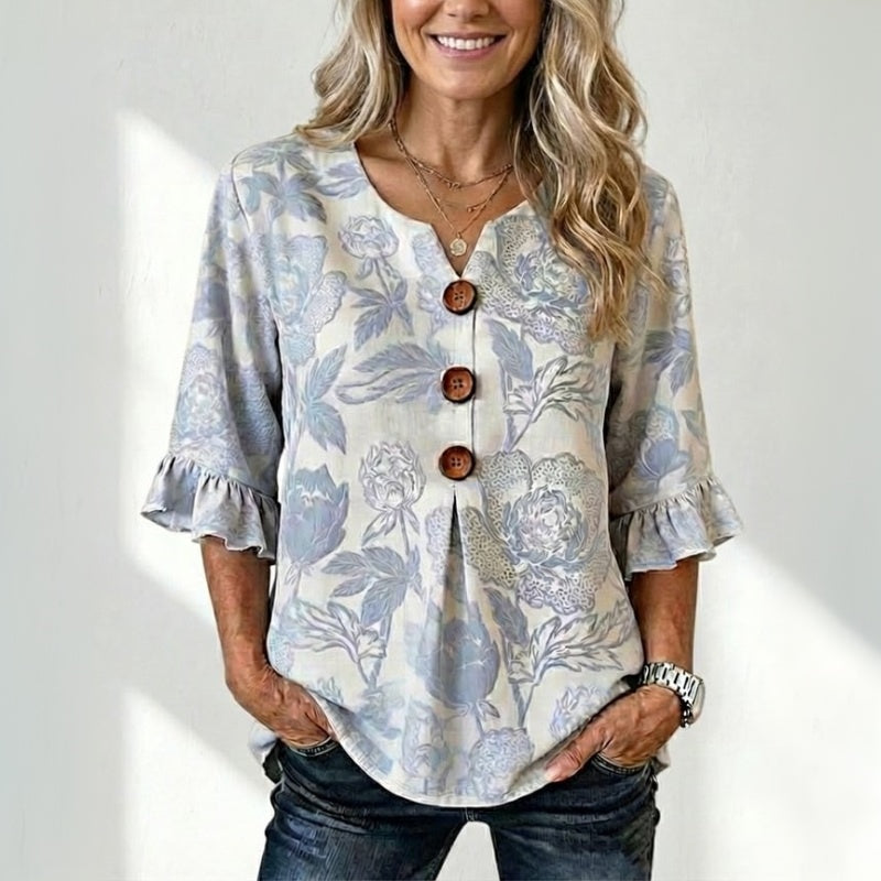 Women's Floral Print V-Neck Blouse Klara