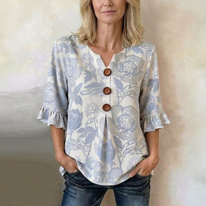 Women's Floral Print V-Neck Blouse Klara