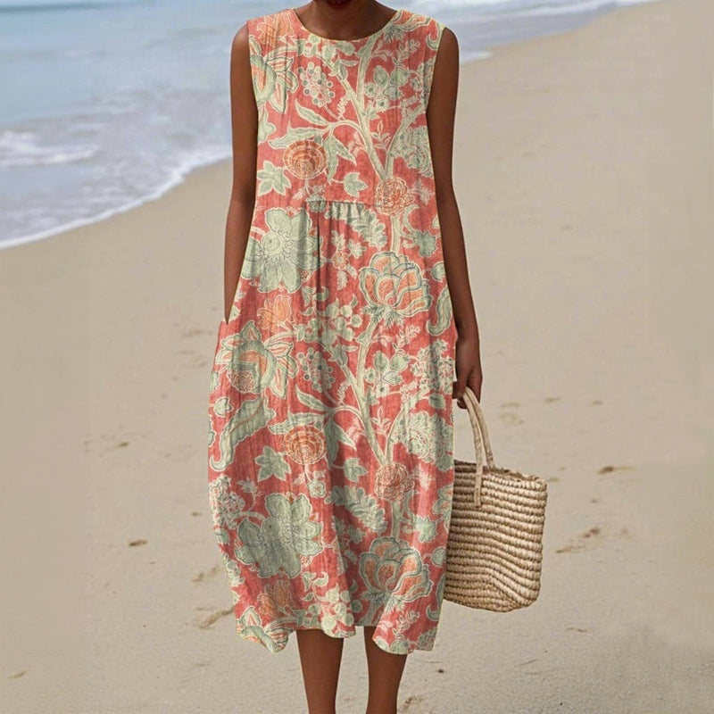 Women's Floral Print Vintage Summer Dress Klara