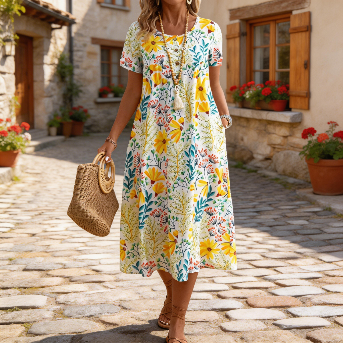 Women's Floral Printed Midi Dress Klara
