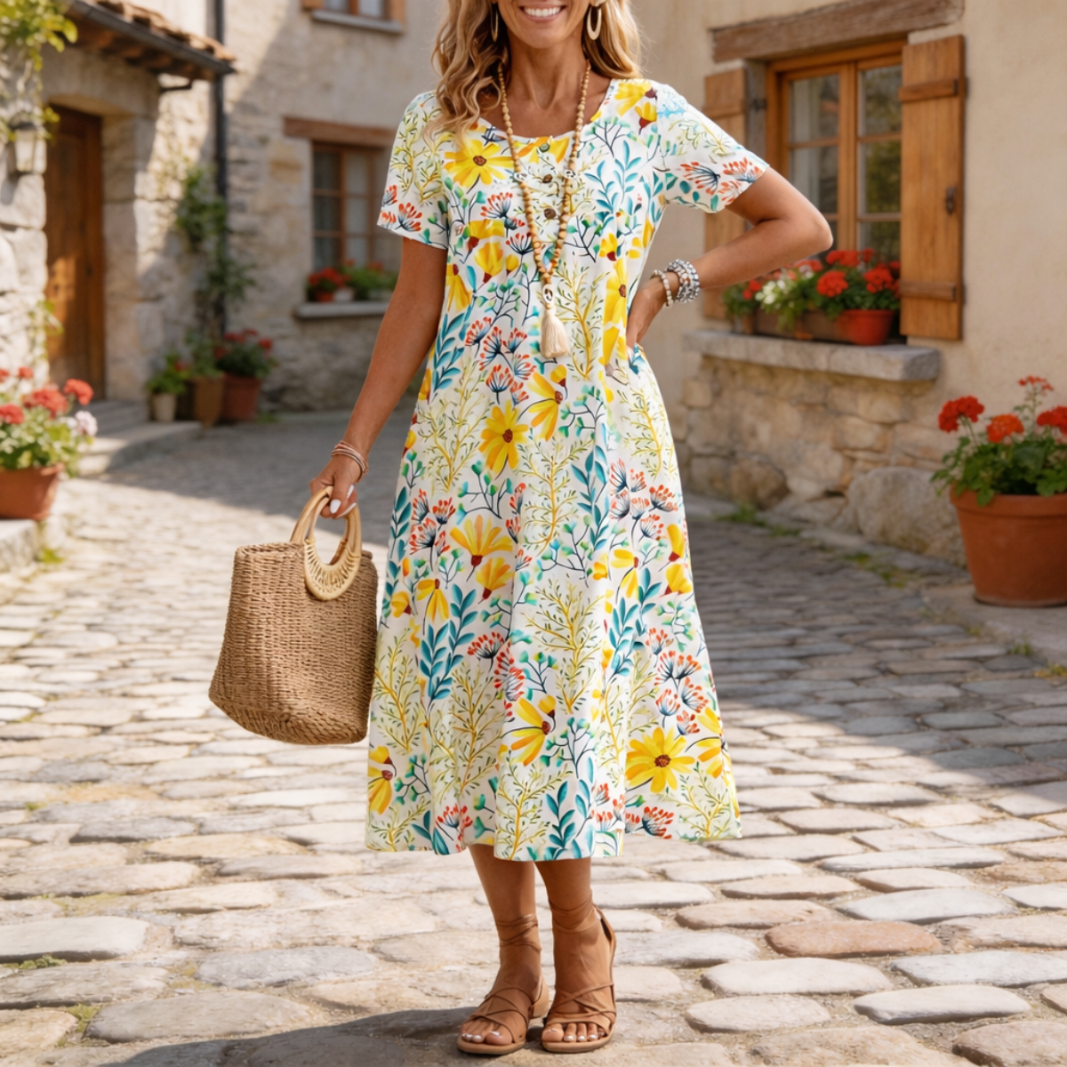 Women's Floral Printed Midi Dress Klara