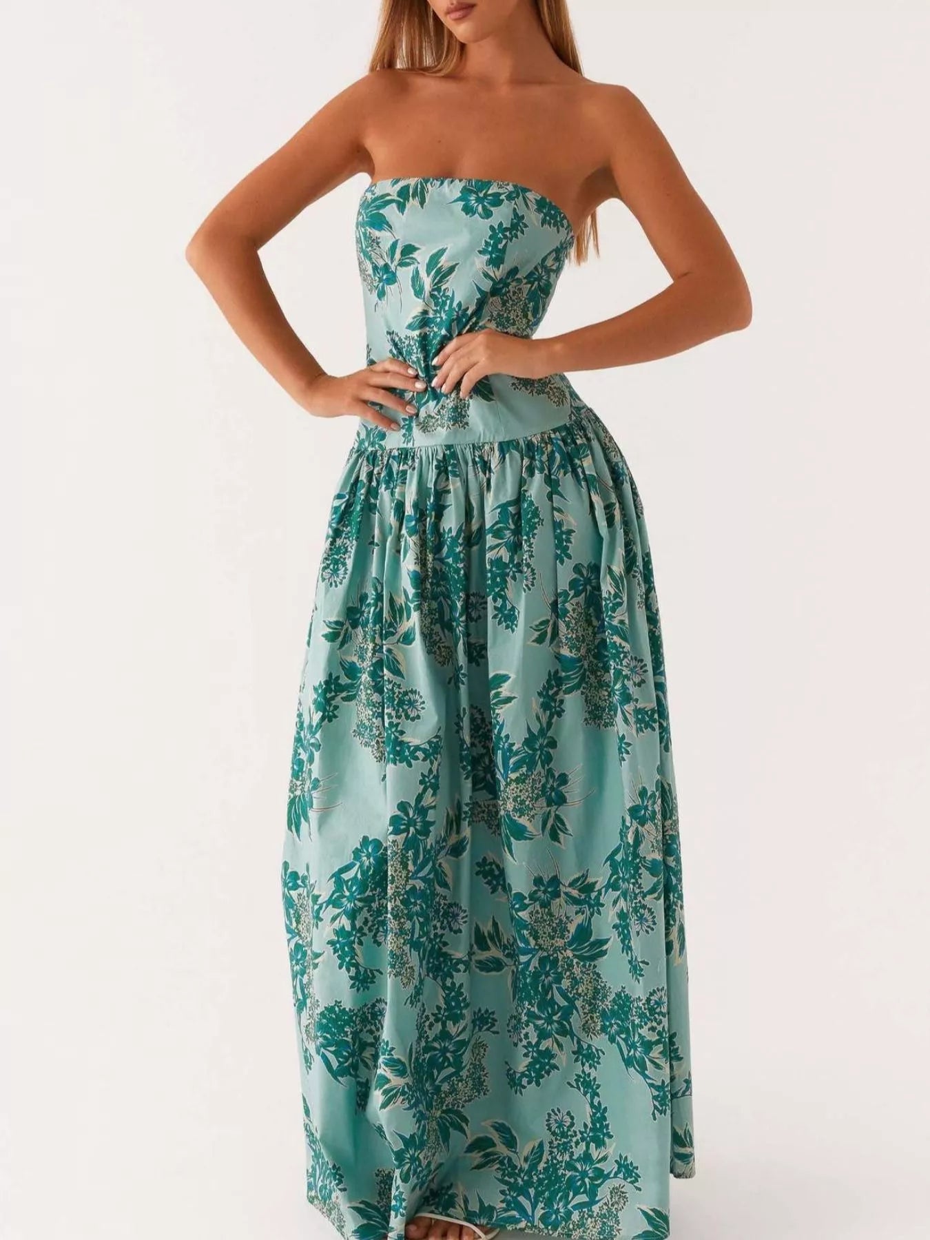 Women's Floral Strapless Midi Dress Klara