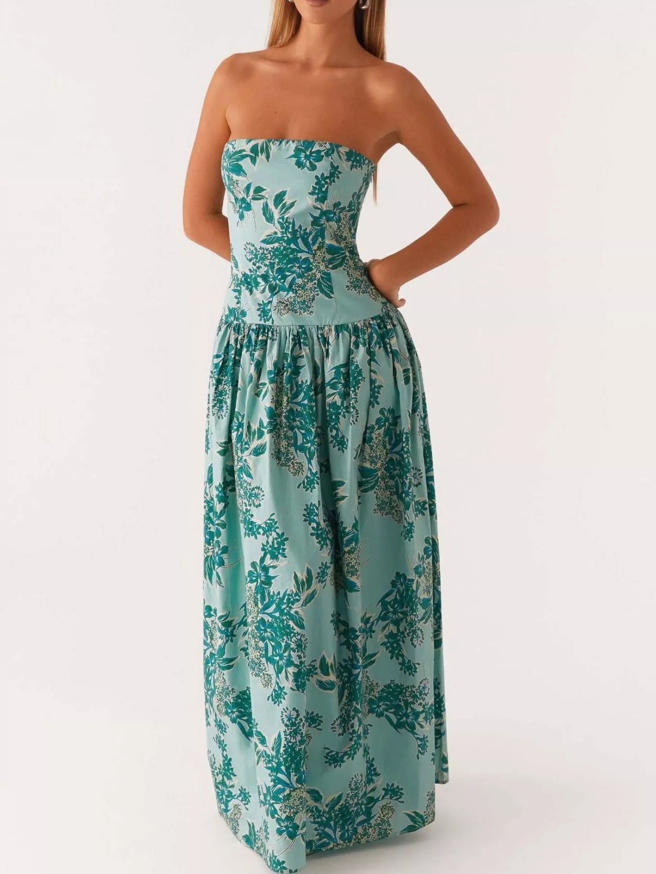 Women's Floral Strapless Midi Dress Klara