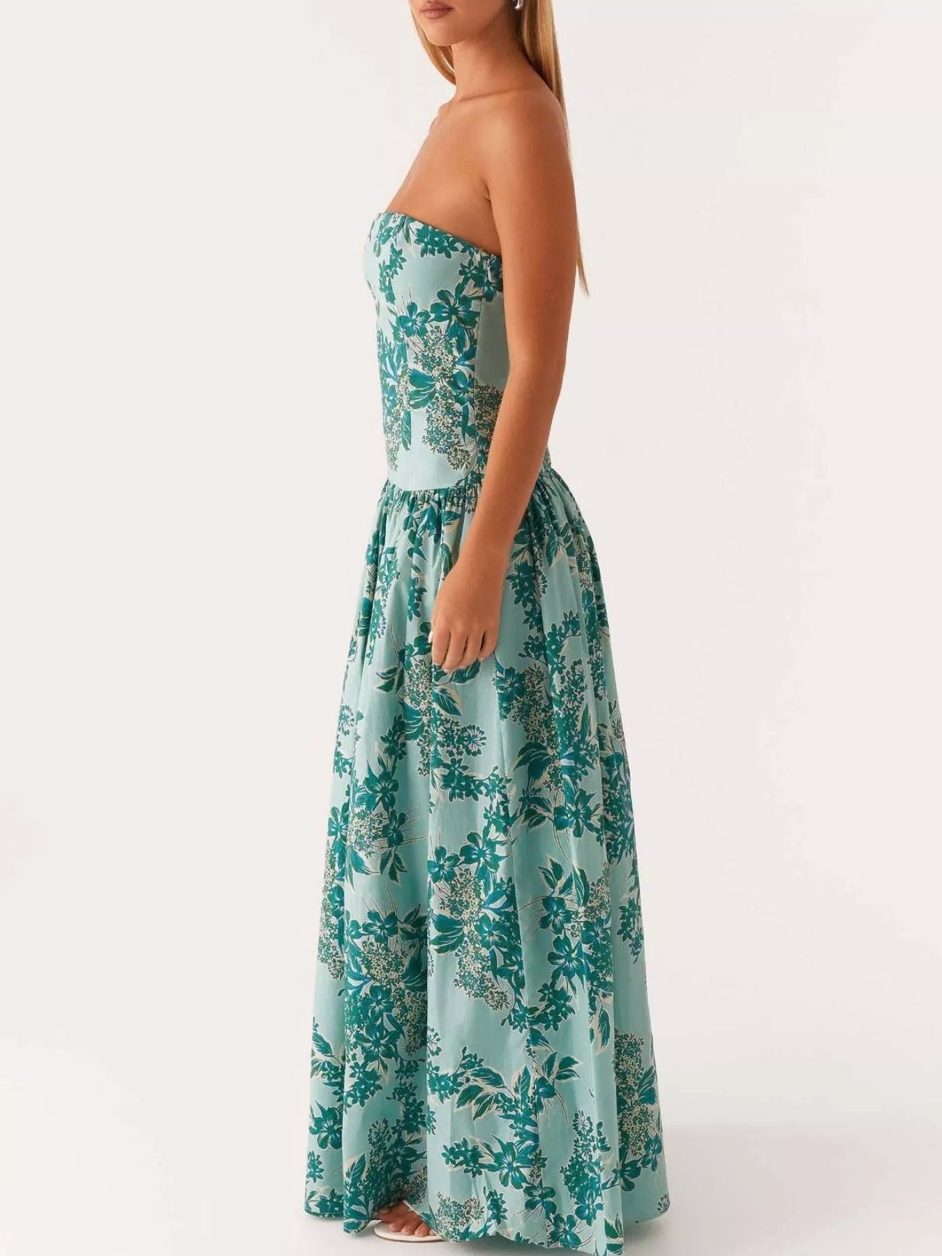 Women's Floral Strapless Midi Dress Klara