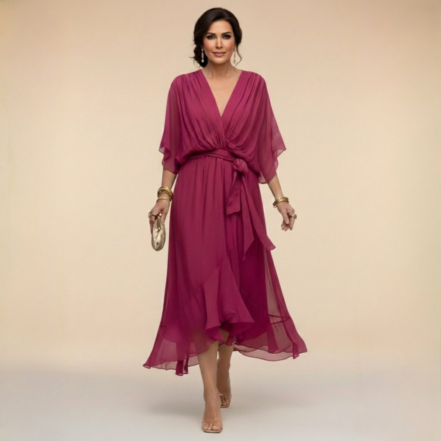 Women's Flowing Chiffon Maxi Dress Klara