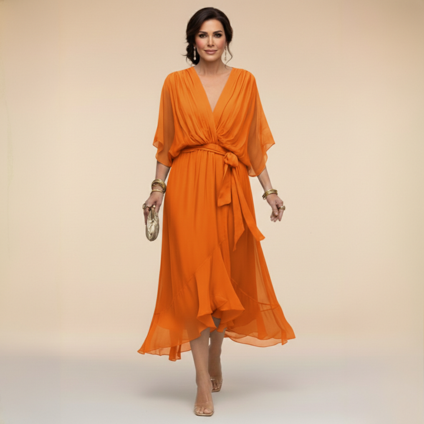 Women's Flowing Chiffon Maxi Dress Klara