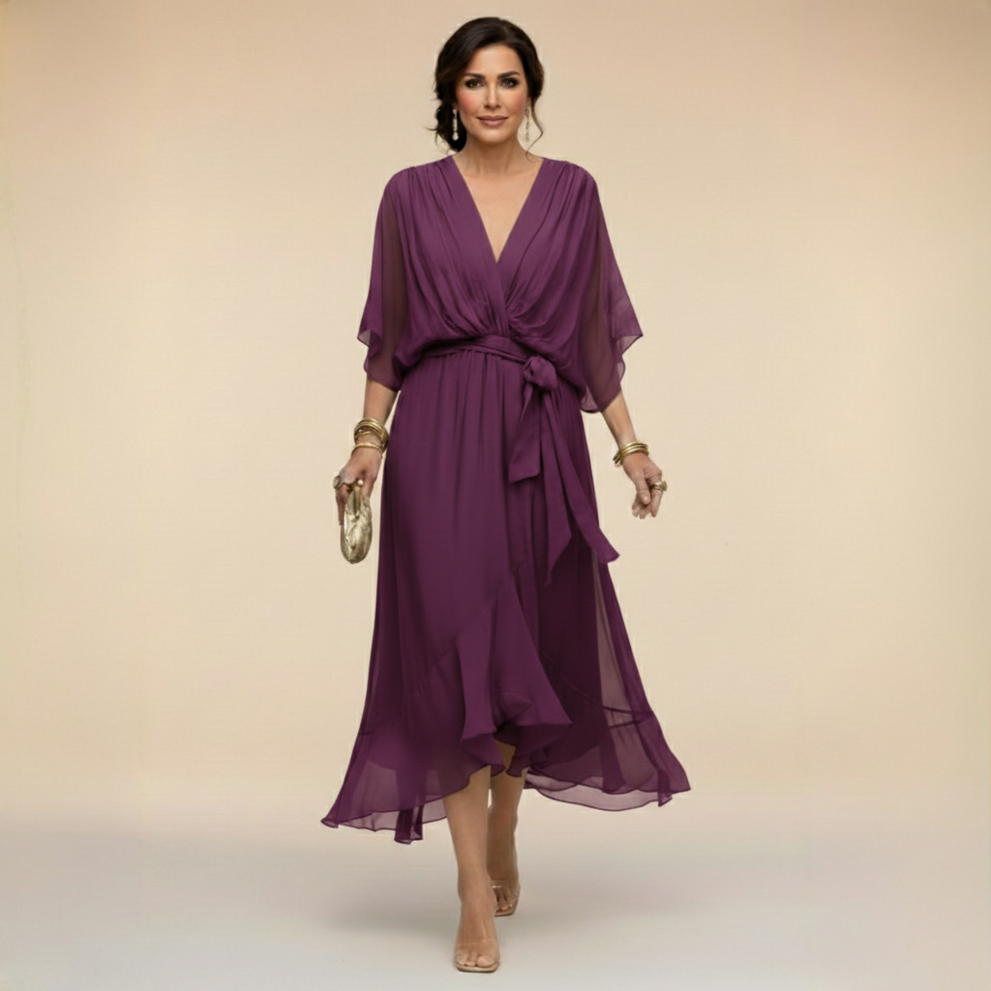 Women's Flowing Chiffon Maxi Dress Klara
