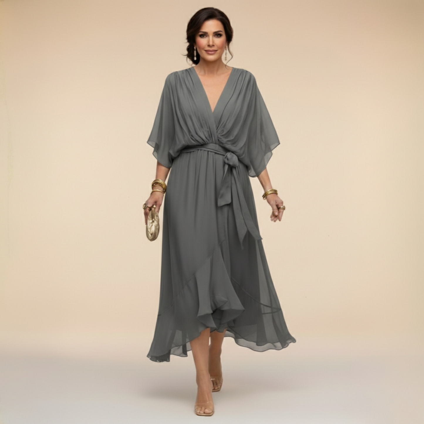 Women's Flowing Chiffon Maxi Dress Klara