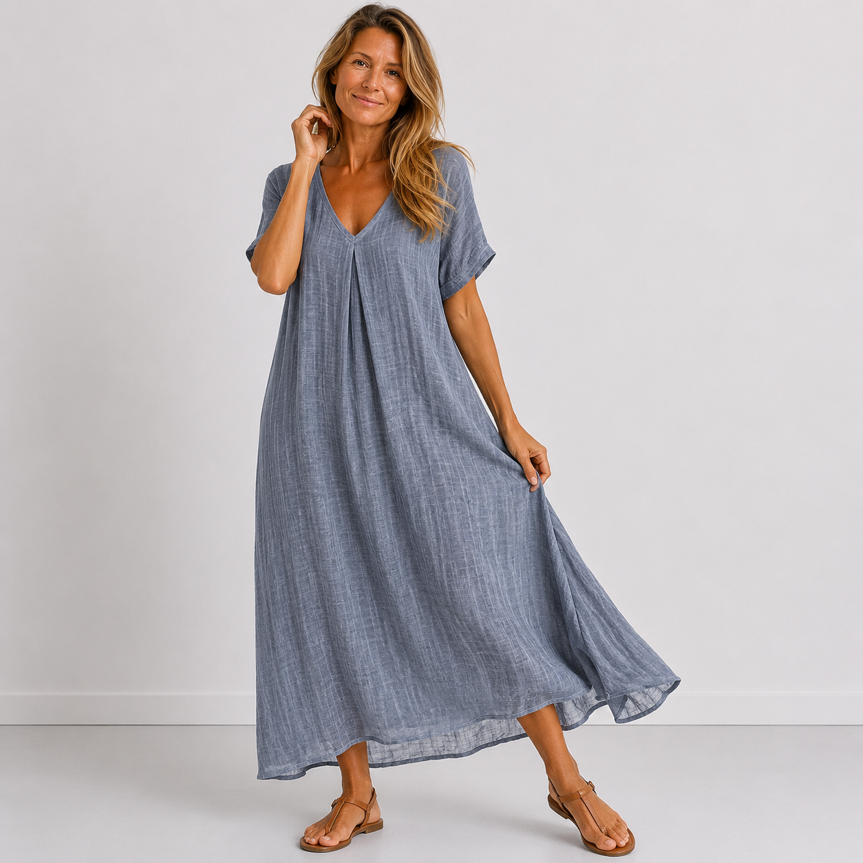 Women's Flowing V-Neck Maxi Dress Klara
