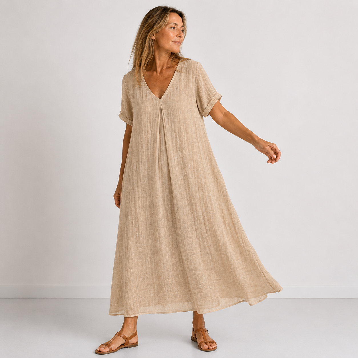 Women's Flowing V-Neck Maxi Dress Klara