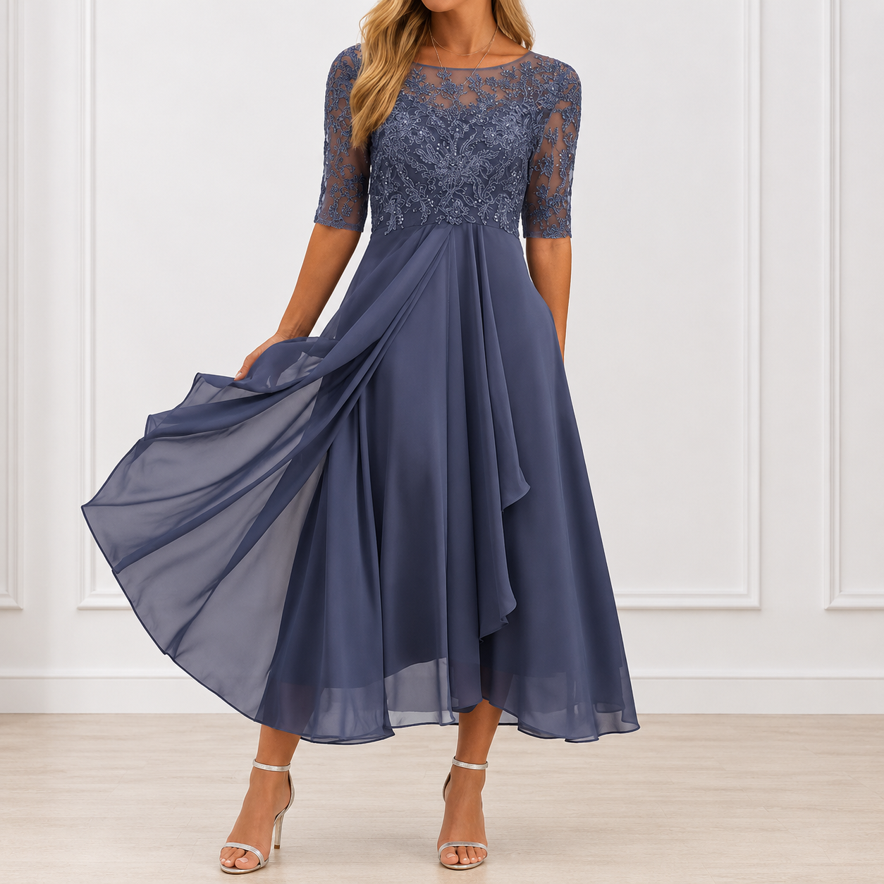 Women's Flowy Floral Midi Dress Klara