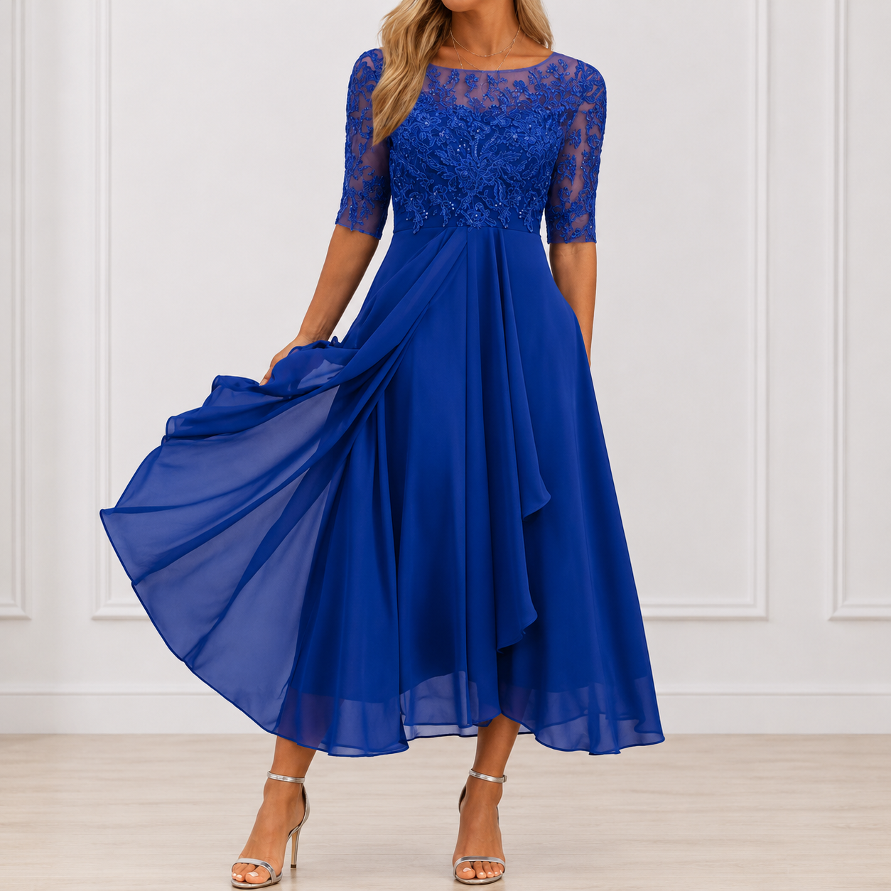 Women's Flowy Floral Midi Dress Klara
