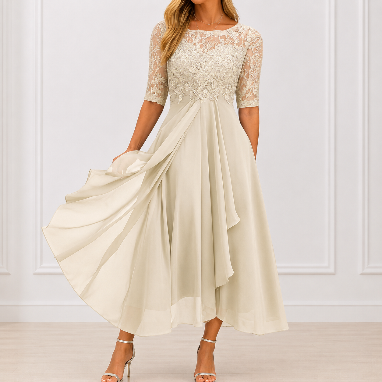 Women's Flowy Floral Midi Dress Klara