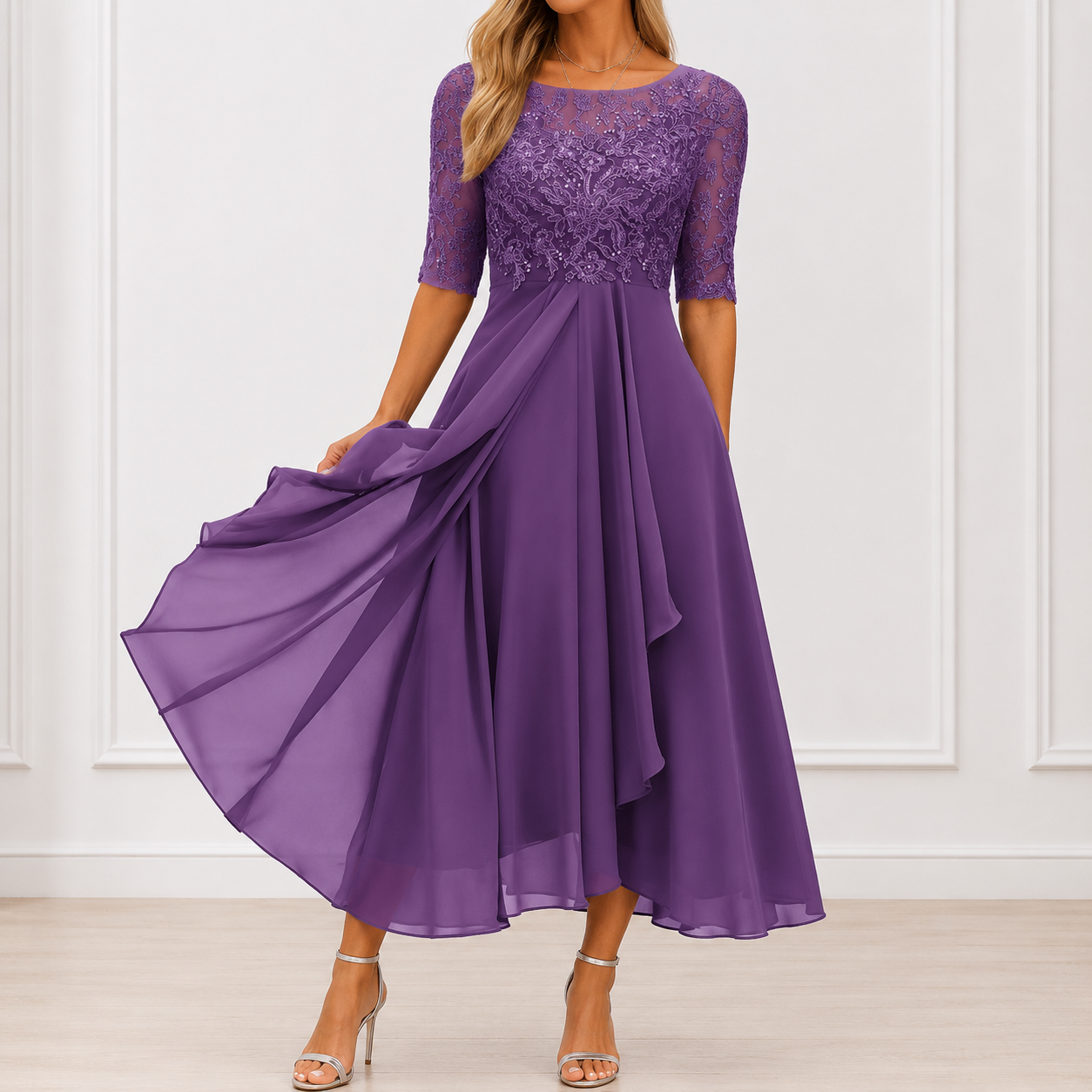 Women's Flowy Floral Midi Dress Klara