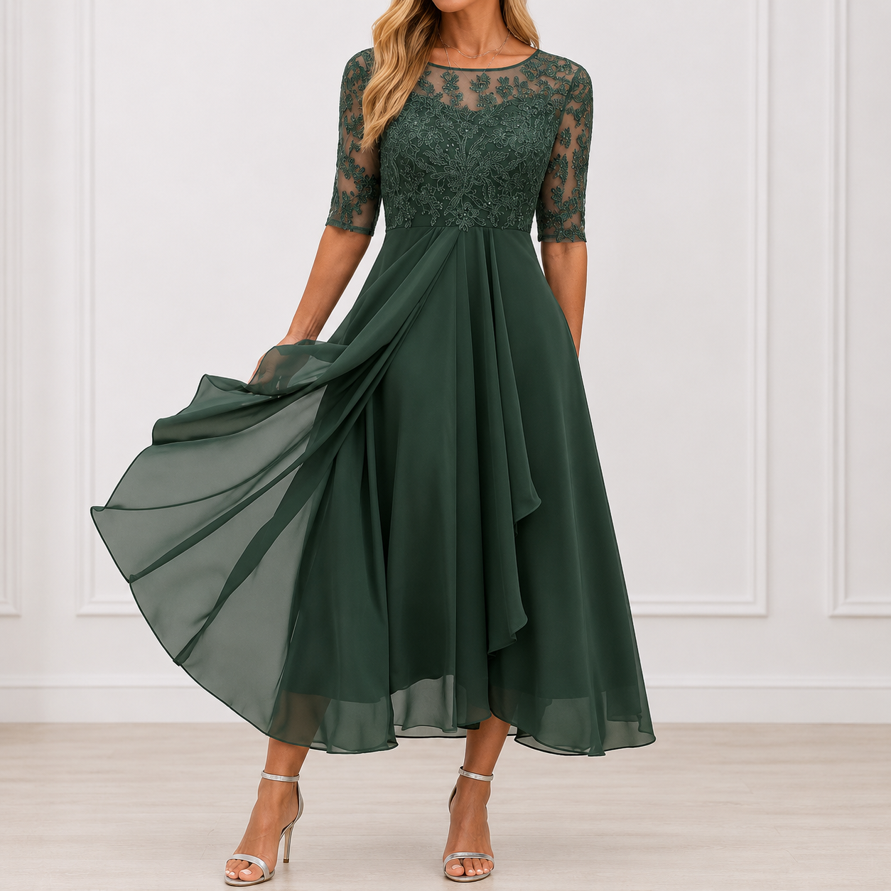 Women's Flowy Floral Midi Dress Klara
